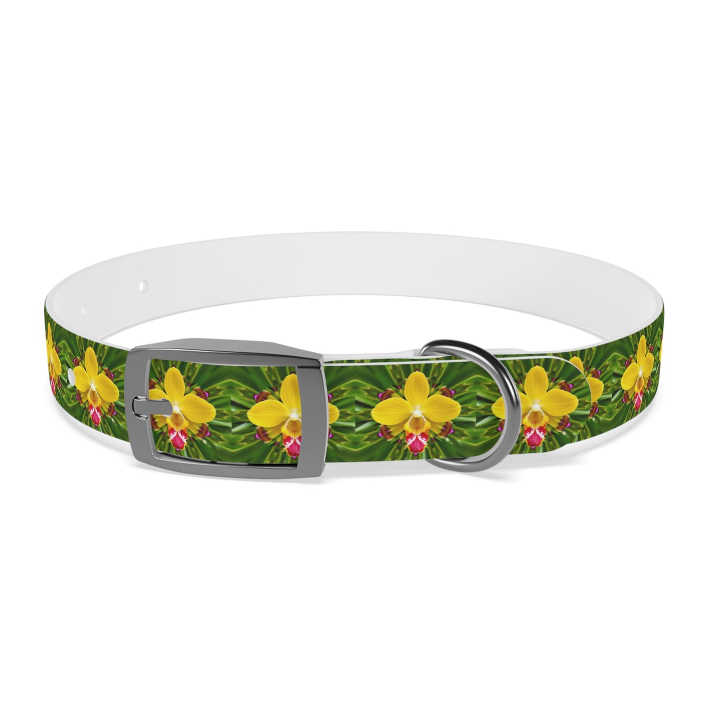 Dog Collar - Yellow Orchid Kaleidoscope