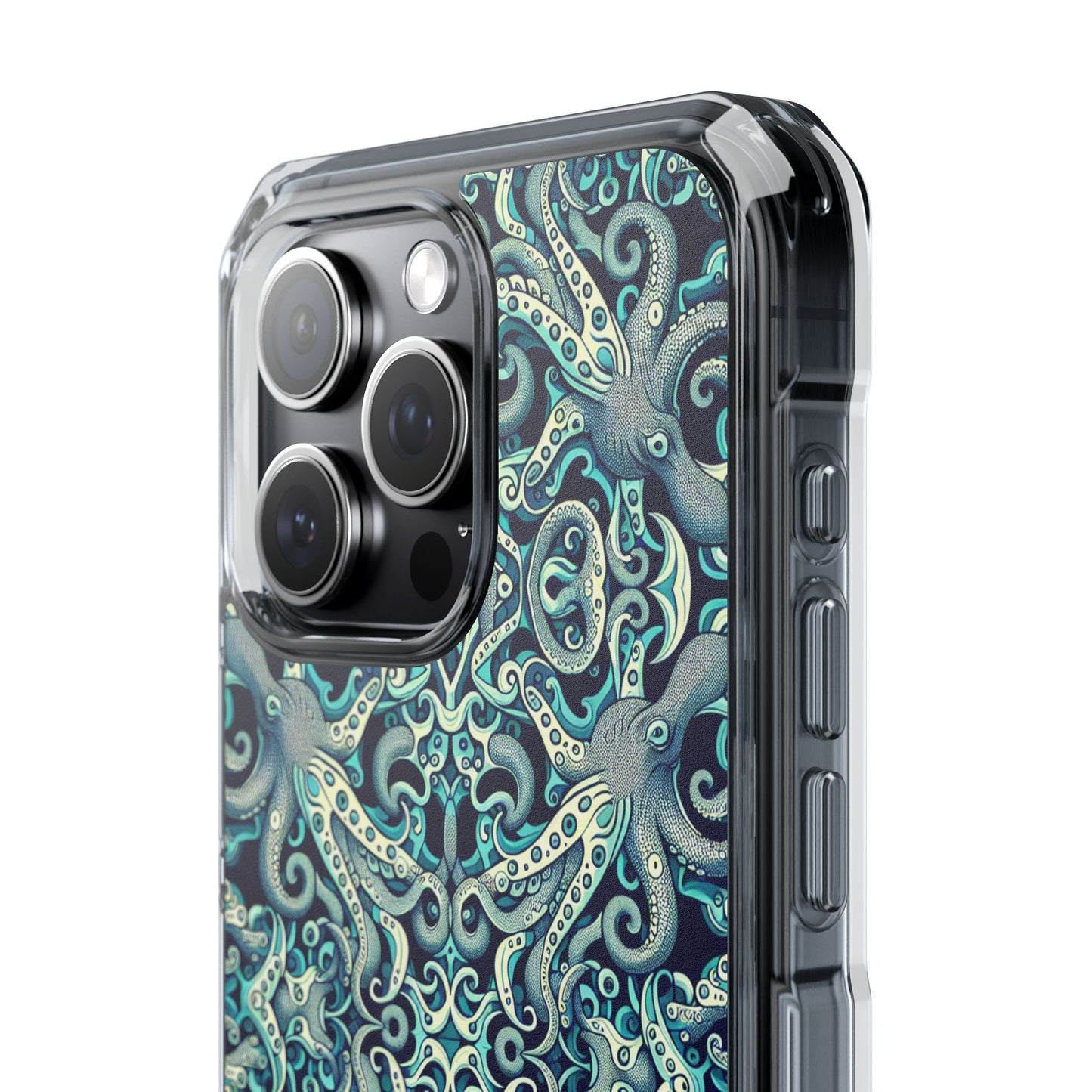 Twisted Aqua Octopus Magnetic Clear Phone Case, Many Models