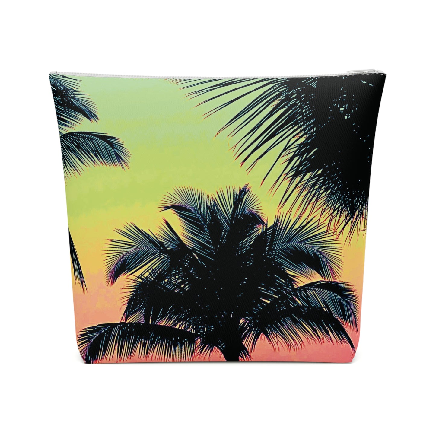 Tropical Cotton Cosmetic Bag, Makeup Pouch, 5 Sizes / Palm Glow, Sangria