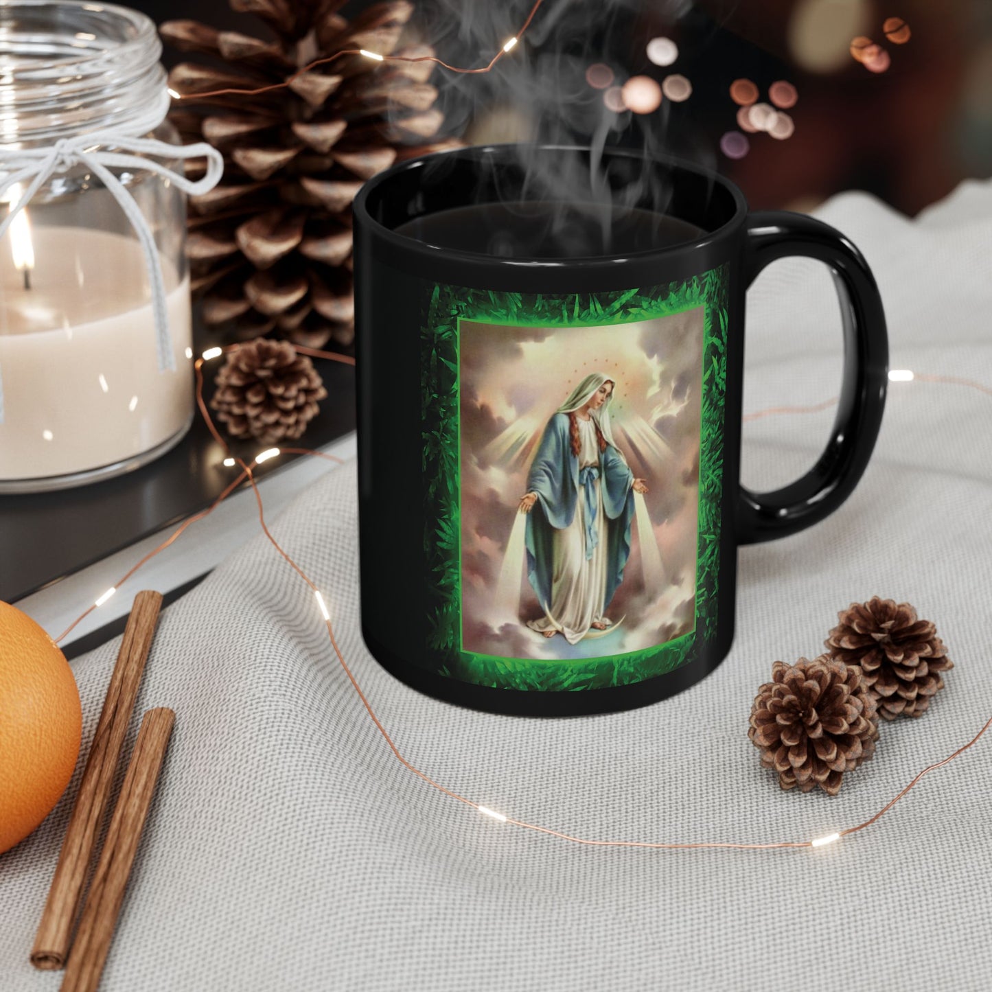 Black Coffee Mug - Tropical Our Lady of Grace