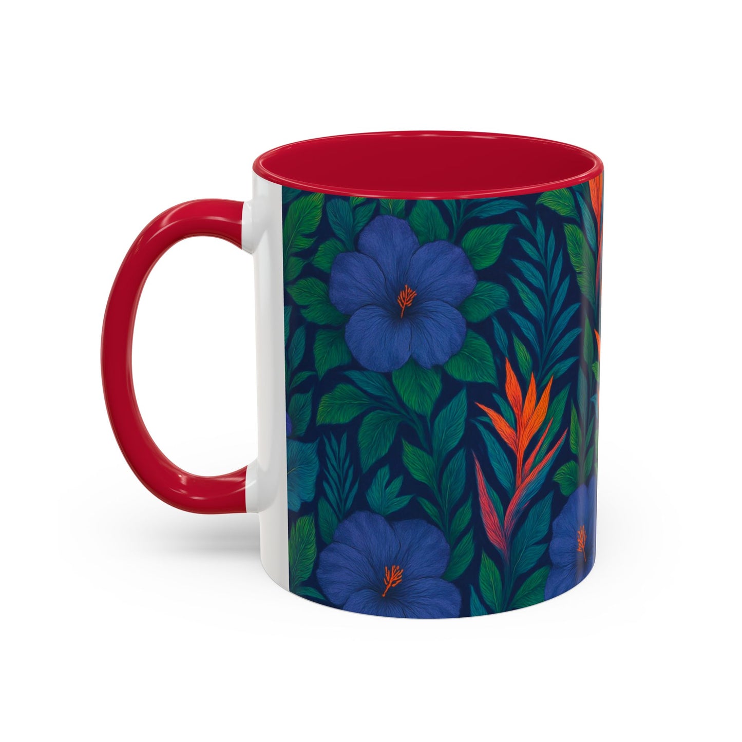 Vibrant Floral Coffee Mug - 11oz & 15oz / Midnight Flower Coral