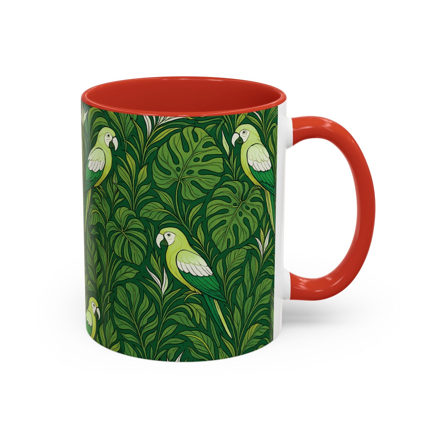 Accent Coffee Mug (11, 15oz), 8 Colors - Parrot Family, Lime