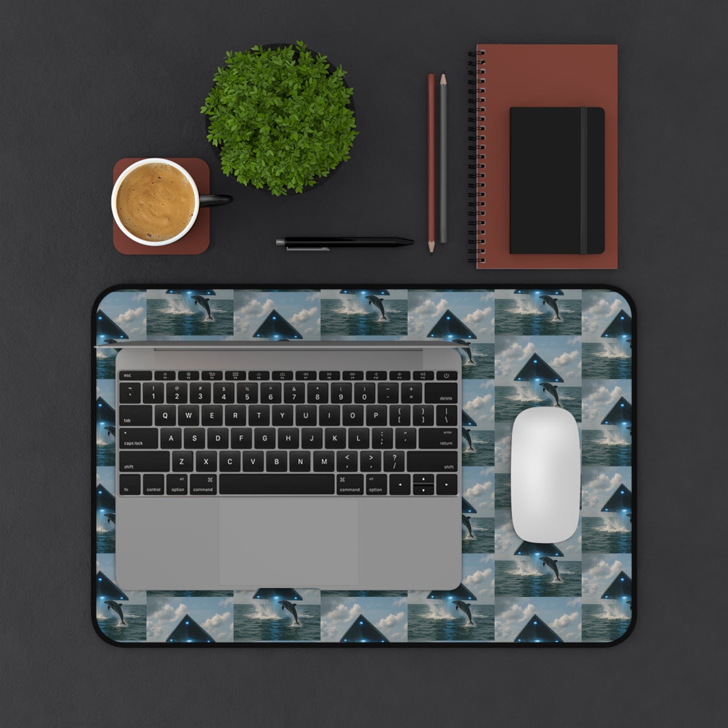 Tropical Mouse Pad/Desk Mat, 3 Sizes - Perfect for Home Office / UFO and Dolphin