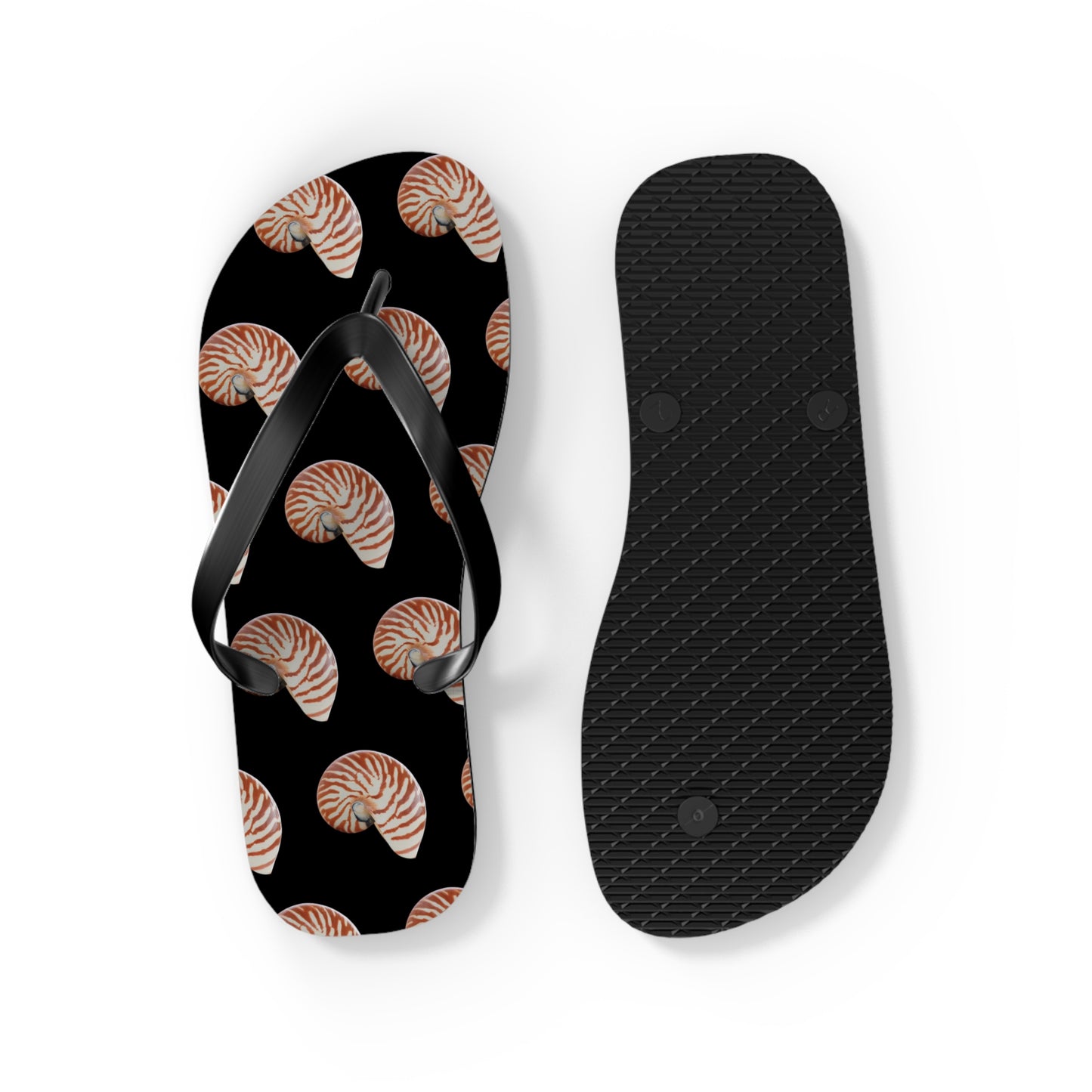 Flip Flops - Tiger Stripe Nautilus Shell, black