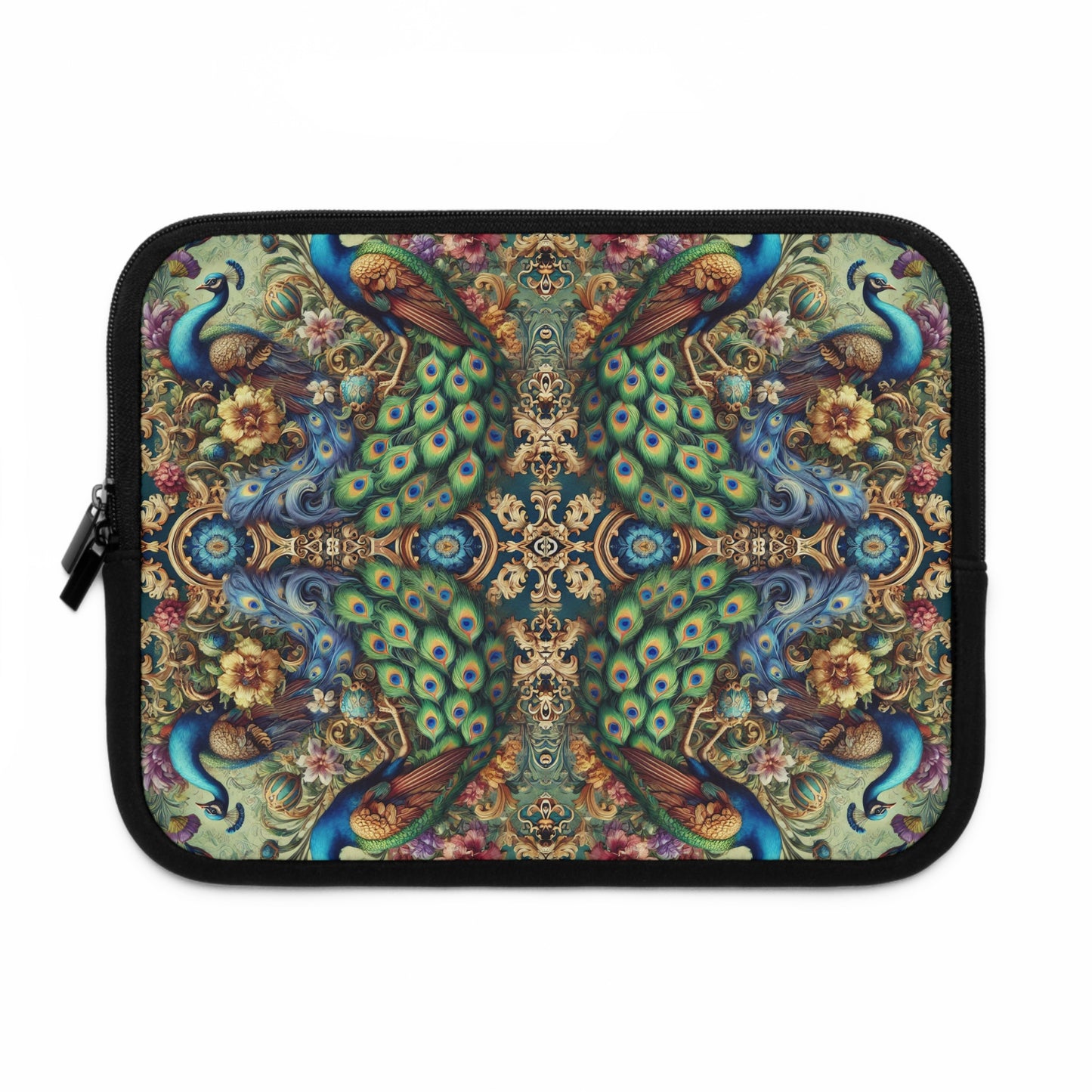 Tropical Laptop Sleeve, 5 Sizes - Perfect for Beach Lovers & Students / Kaleido Peacock Royals