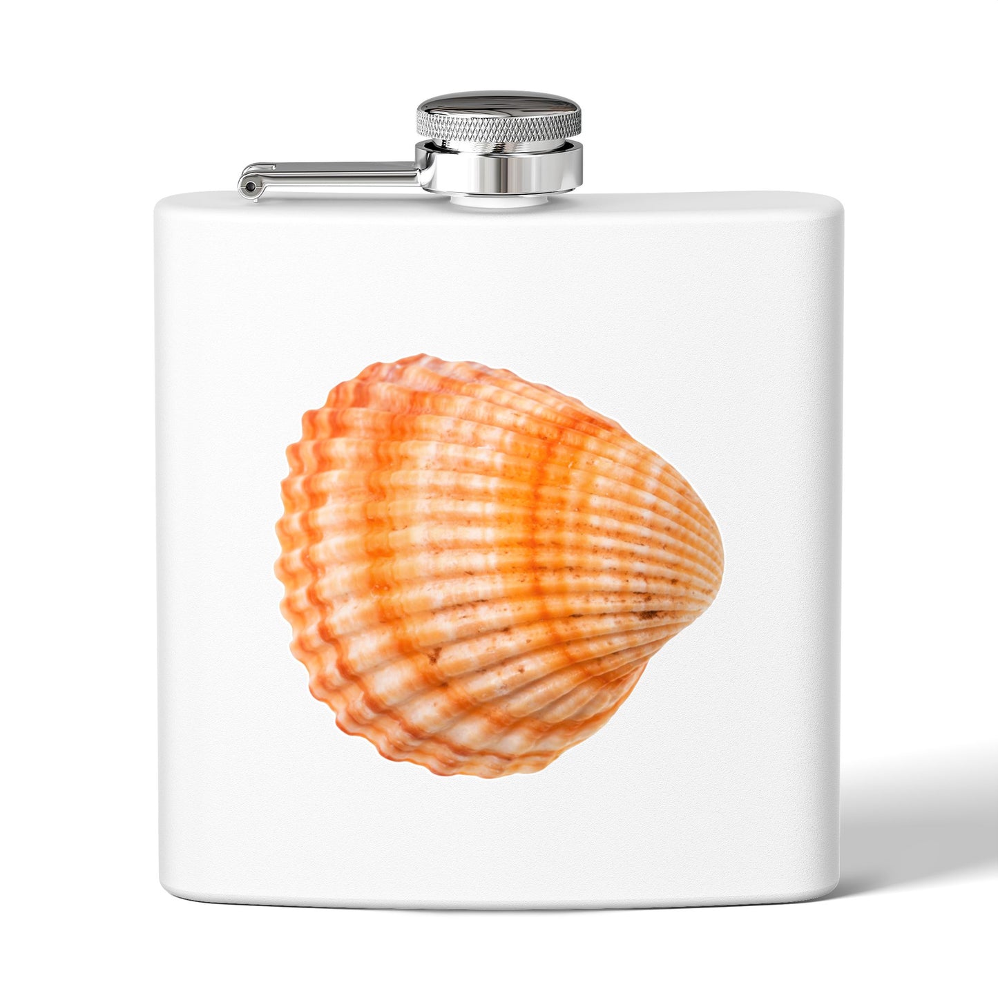 Tropical Stainless Steel 6 oz. Flask, Many Colors  – Orange Scallop