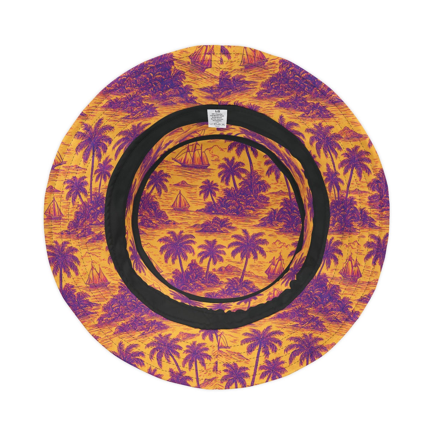 Tropical Polyester Bucket Hat, 2 Sizes - Faraway Toile/Pop