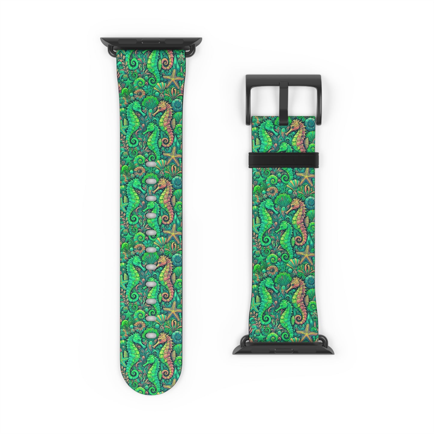 Apple Watch Band - Tropical Seahorse Trio, Lime Green