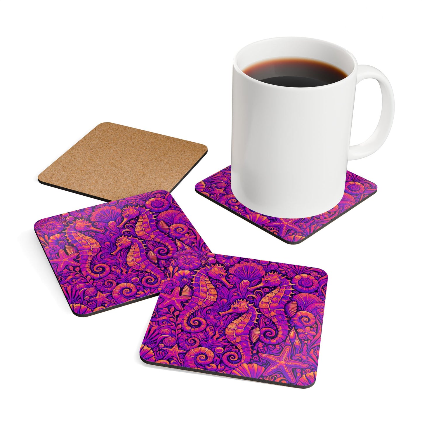 Four-piece Coaster Set - Seahorse Trio/Heatwave