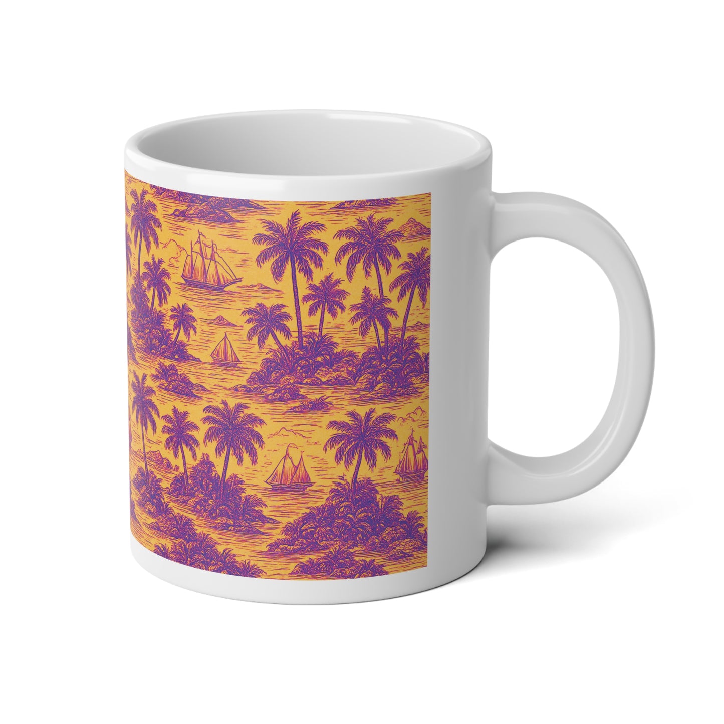 Jumbo Mug, 20 oz | Tropical Toile Trip, Orange