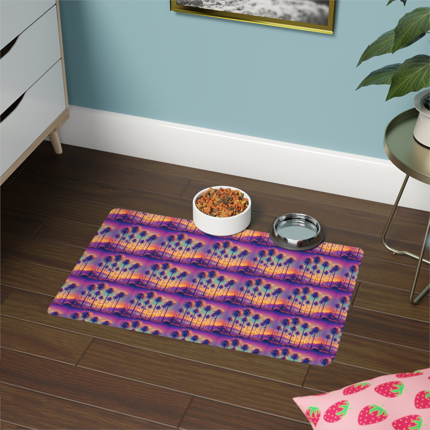 Pet Food Mat (12x18), Sunset Palms repeat