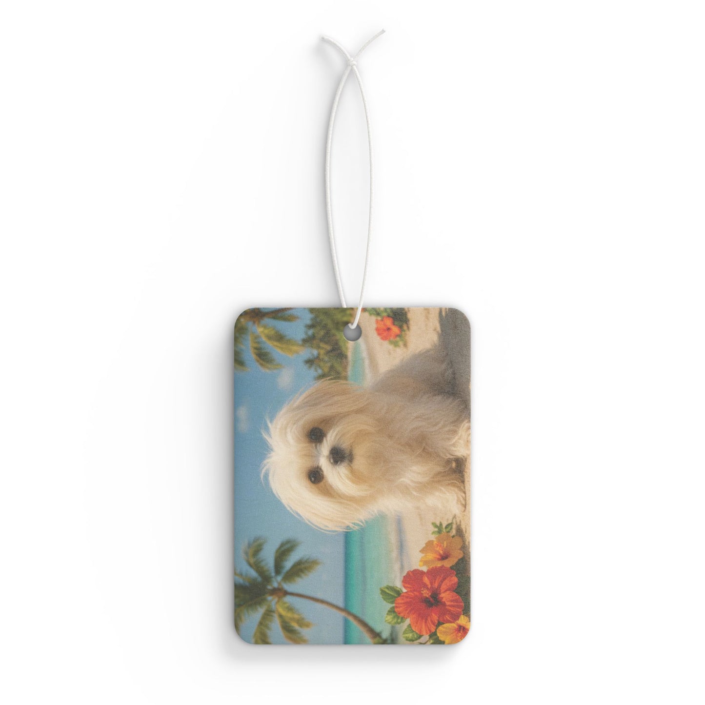 Puppy Ariel on the Beach Car Air Freshener - Vibrant Tropical Aromatic Décor