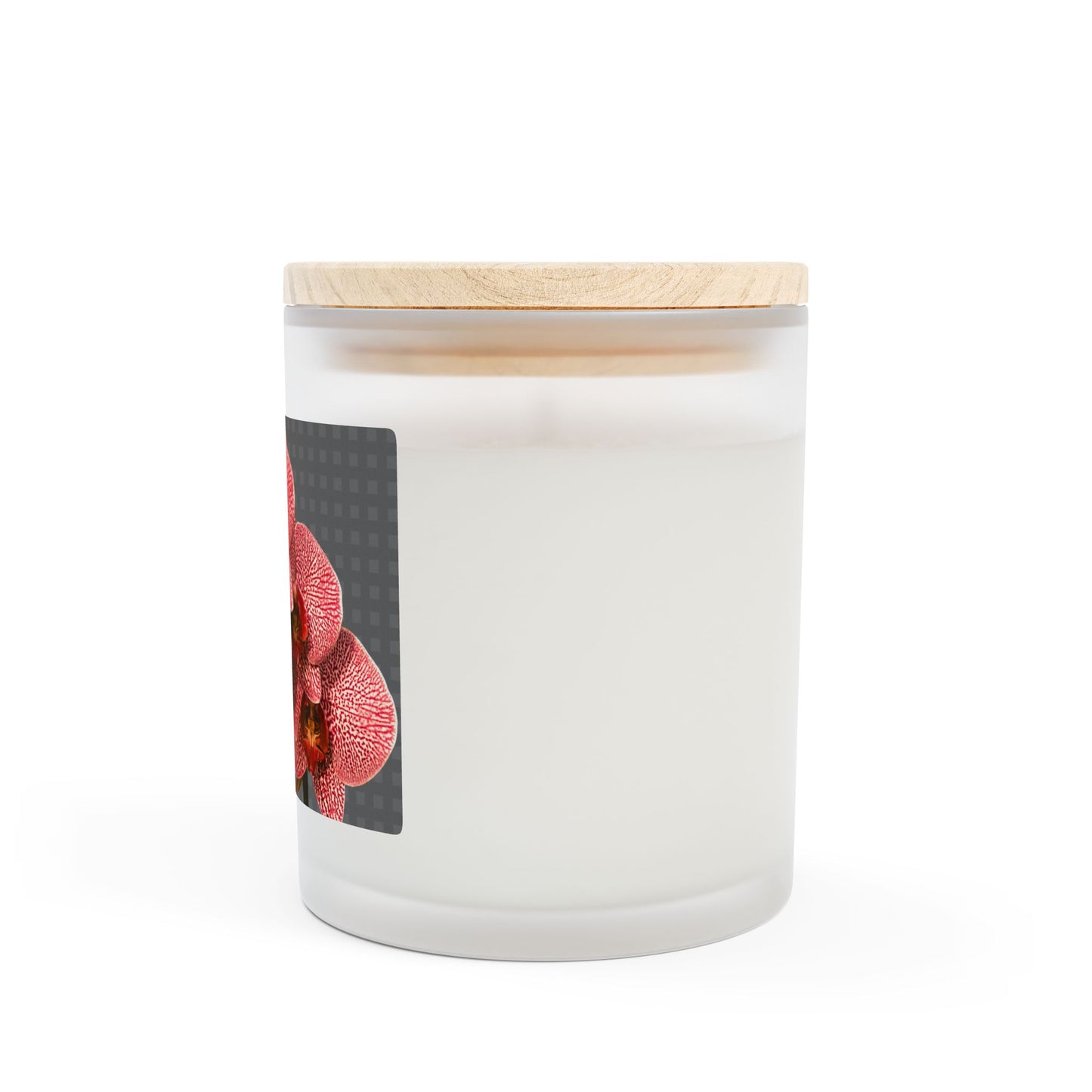 Frosted Glass Candle, 11oz, Red Orchid | Grey Wicker