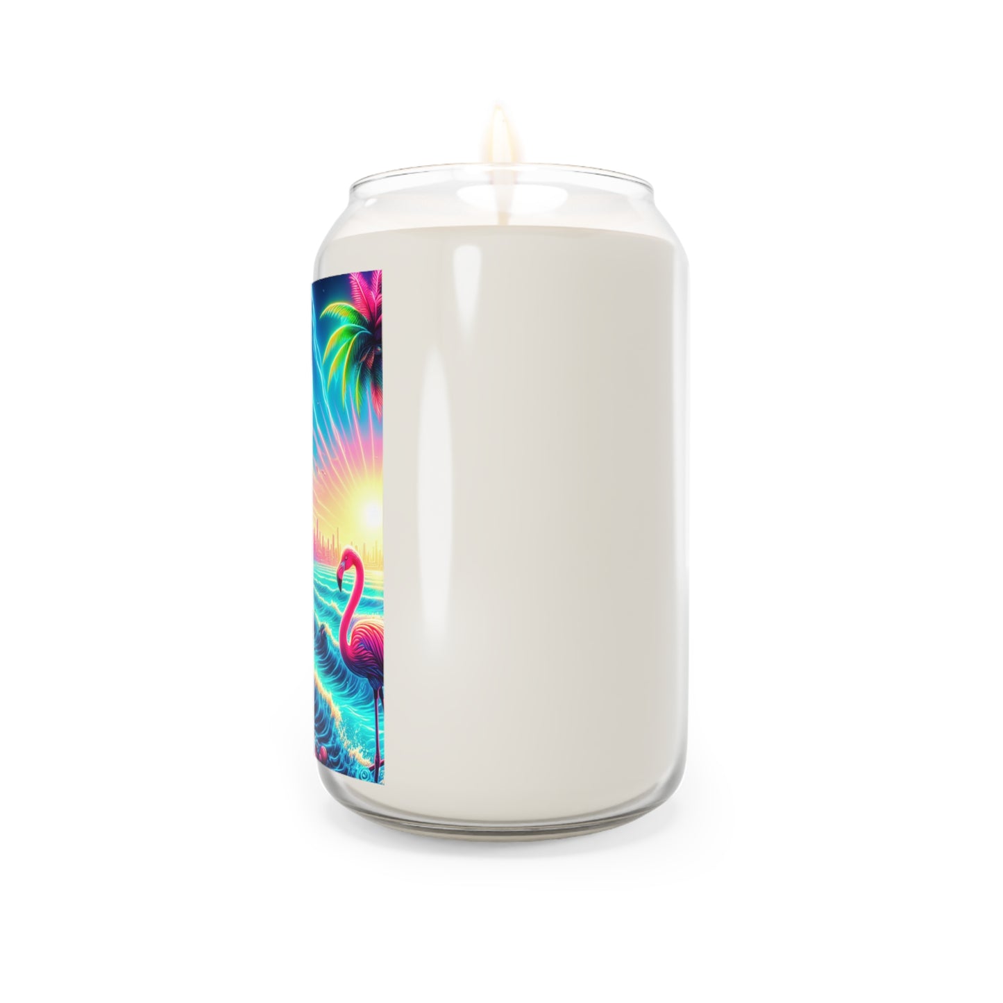 Scented Candle, 13.75oz - Pop Art Flamingo Beach