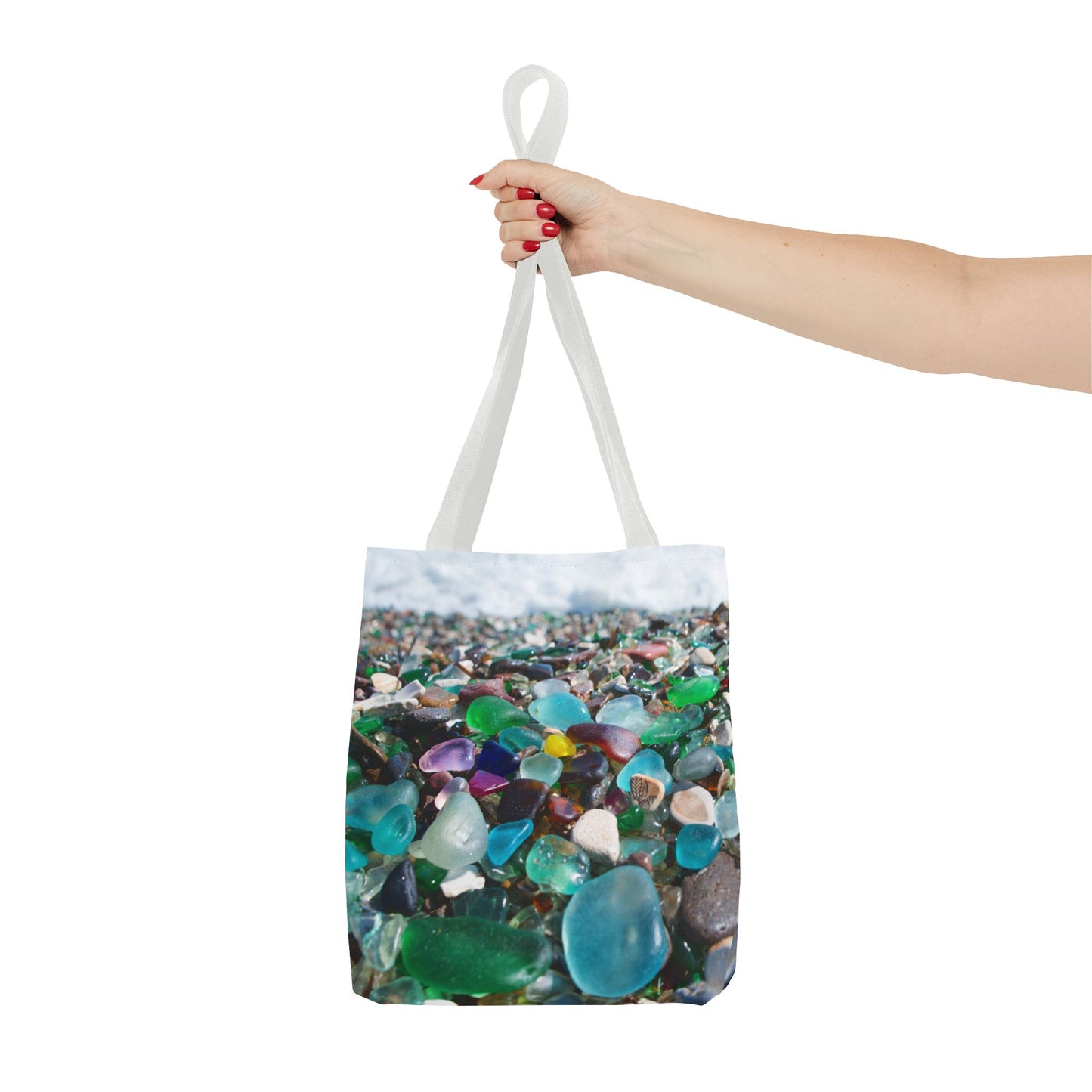 Beach Glass Tote Bag - Colorful Coastal Design, 3 Sizes