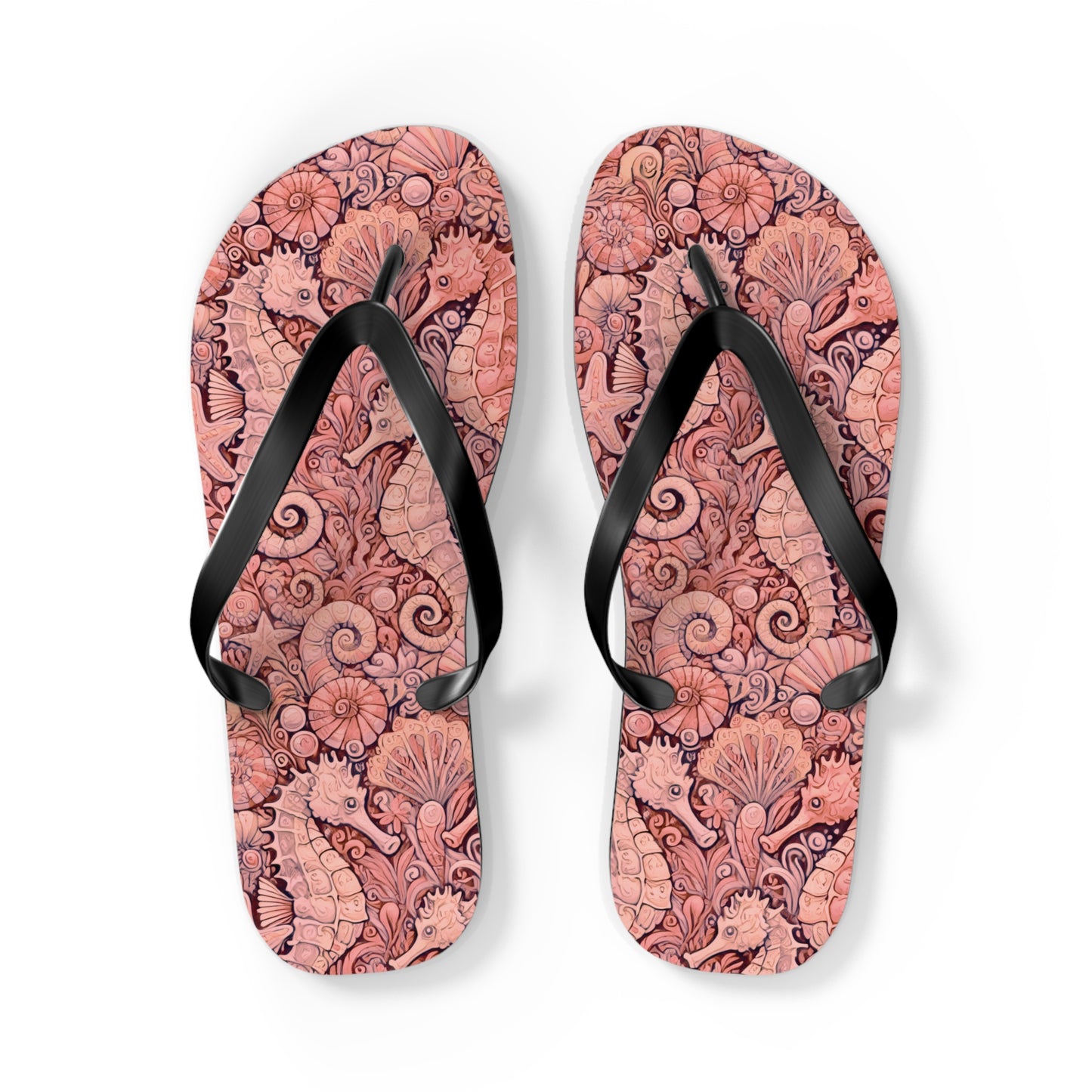 Flip Flops - Seahorses/Red