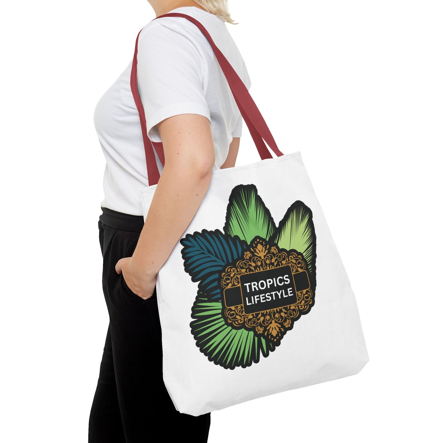 Elegant Tropics Lifestyle Logo Tote Bag - 3 Sizes, White