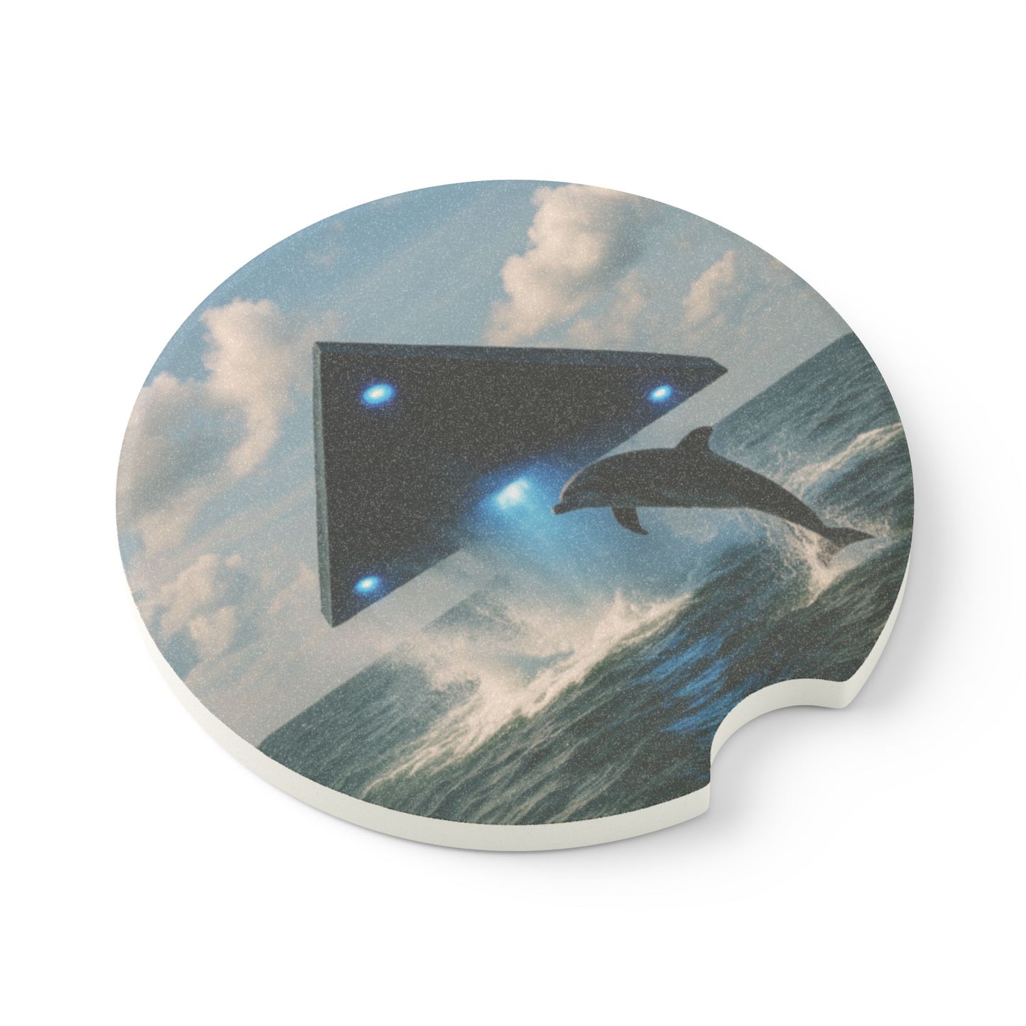 Soapstone Car Coaster - UFO and Dolphin