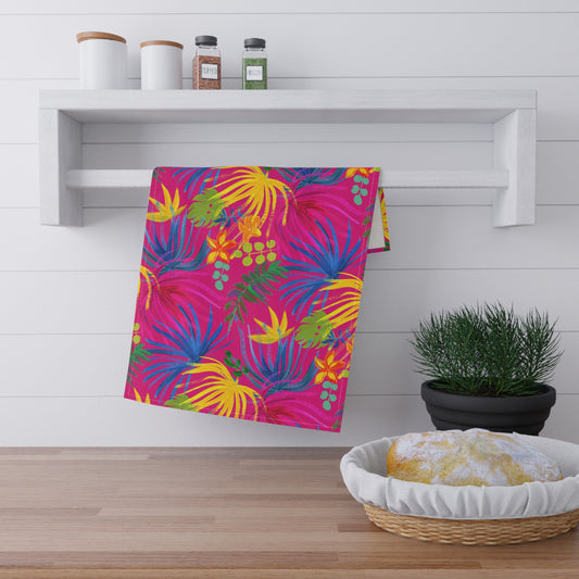 Colorful Seashell Tea Towels – Ocean-Inspired Kitchen Decor / Exotic Flora