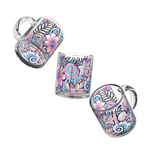 Tropical Glass Mug - 10oz Coffee Cup / Happy Tropics