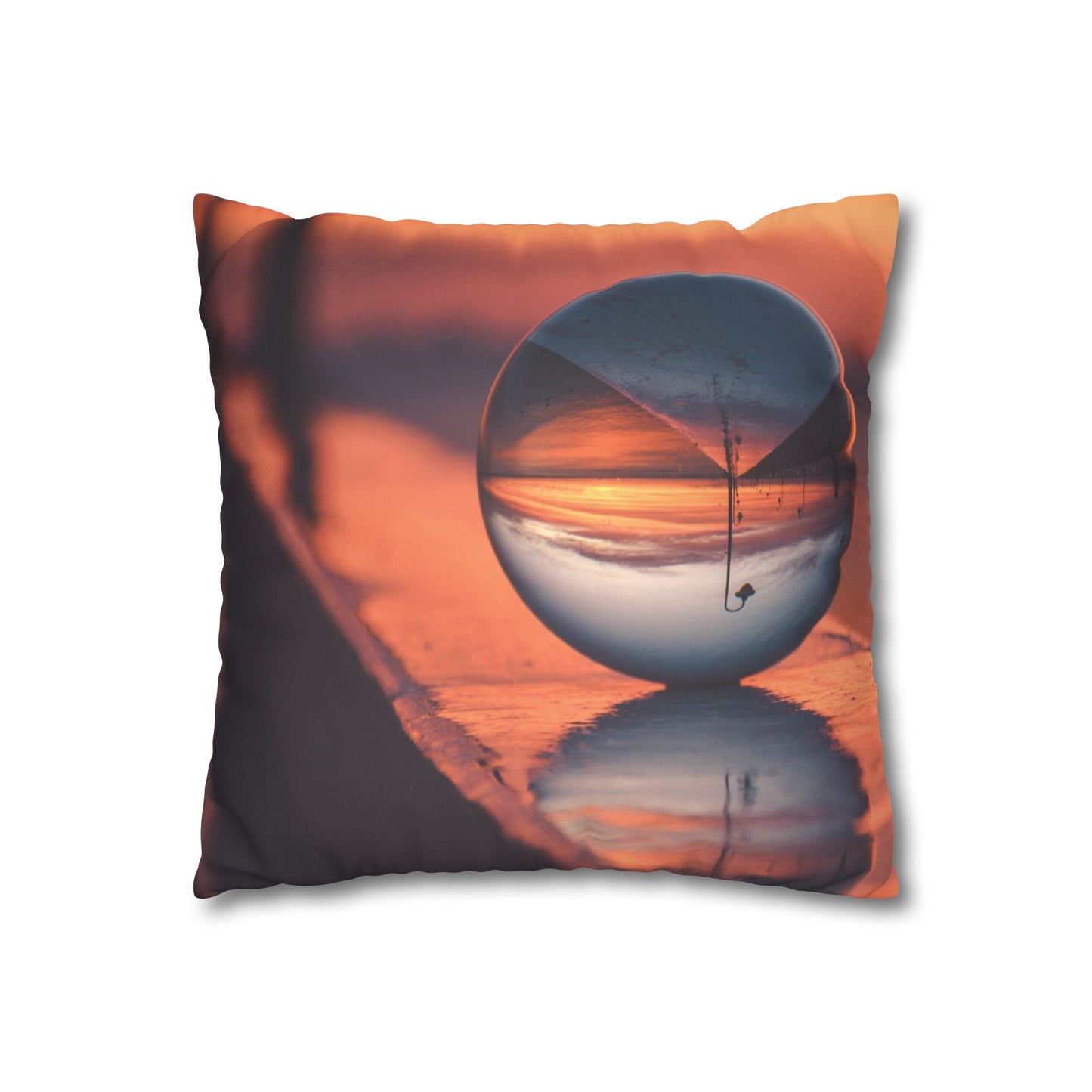 Faux Suede Square Pillowcase - Crystal Ball at Sunset Pier