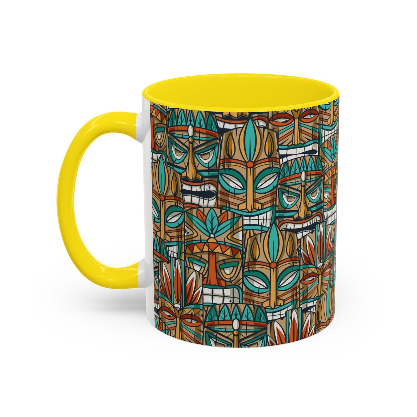 Accent Coffee Mug (11, 15oz), 8 Colors - Turquoise Tiki Party