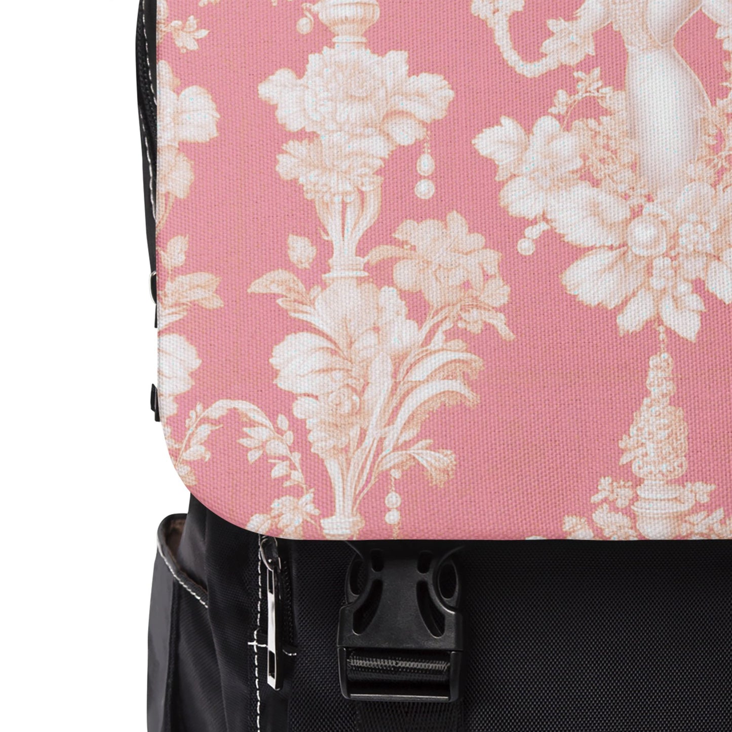 Tropical Casual Backpack - Perfect for Everyday Adventures / Pearl Lady Toile, Hibiscus Pink