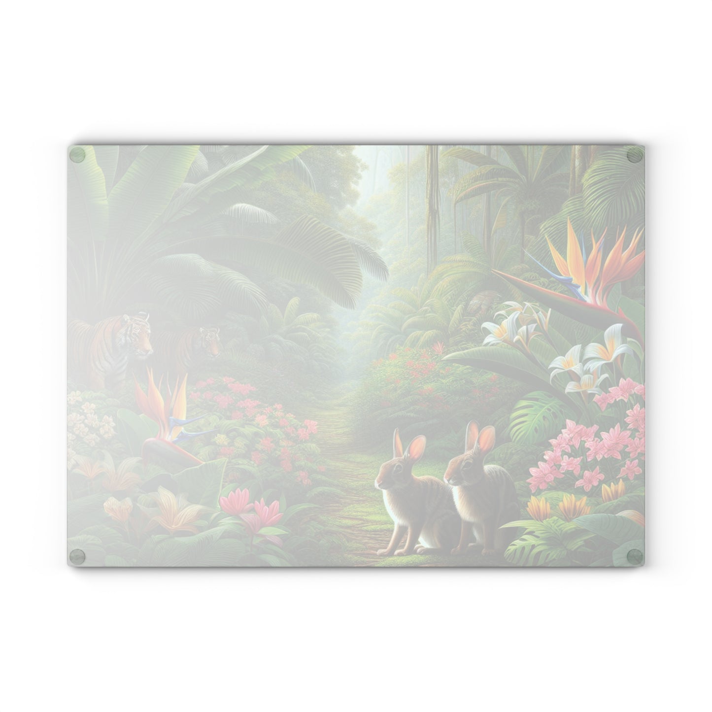 Glass Cutting Board, 2 sizes - Hidden Rabbits