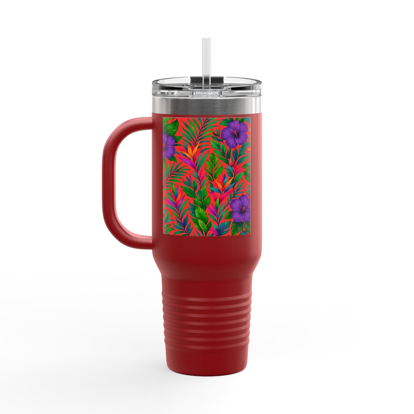 Midnight Flower Coral Insulated Travel Mug - 40oz - Perfect for Outdoor Adventures