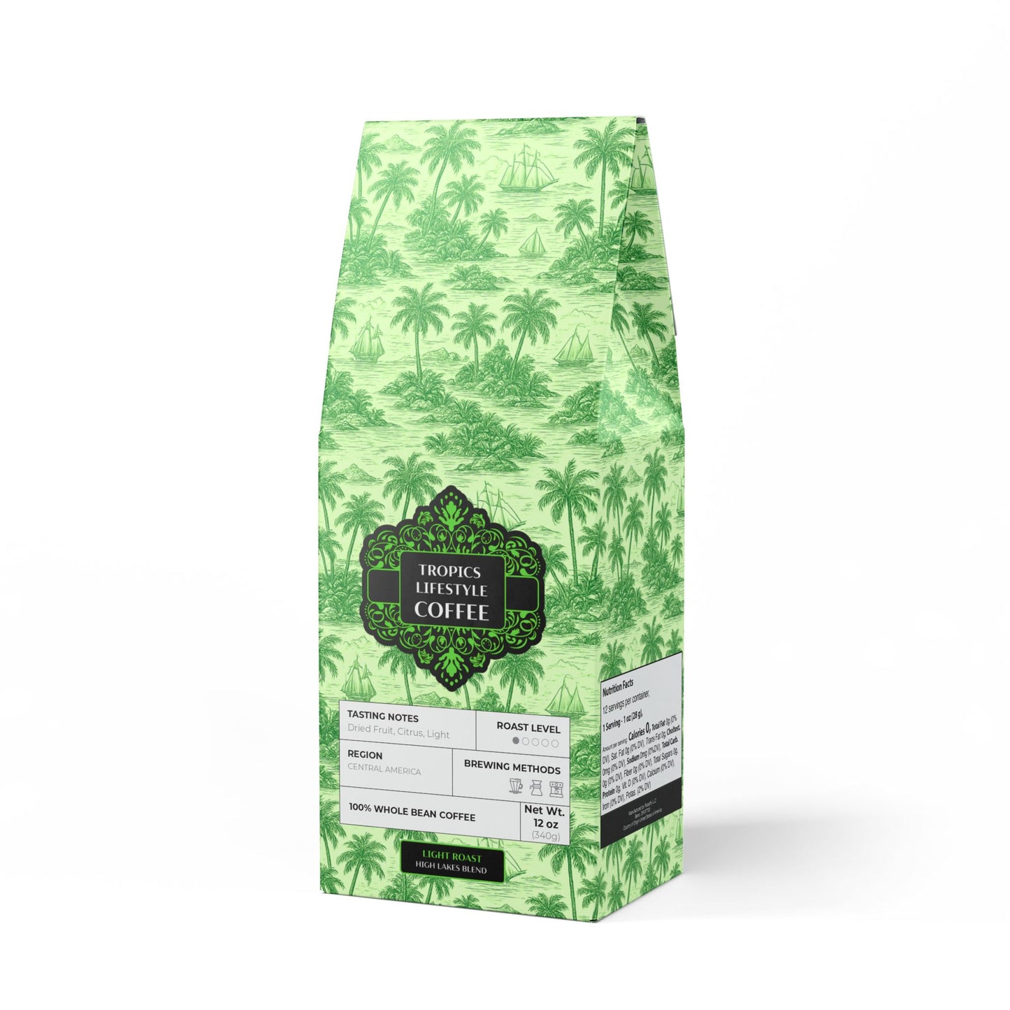 Beach Sunrise Blend™ (Light Roast) Specialty Grade Craft Coffee / Faraway Toile, Green