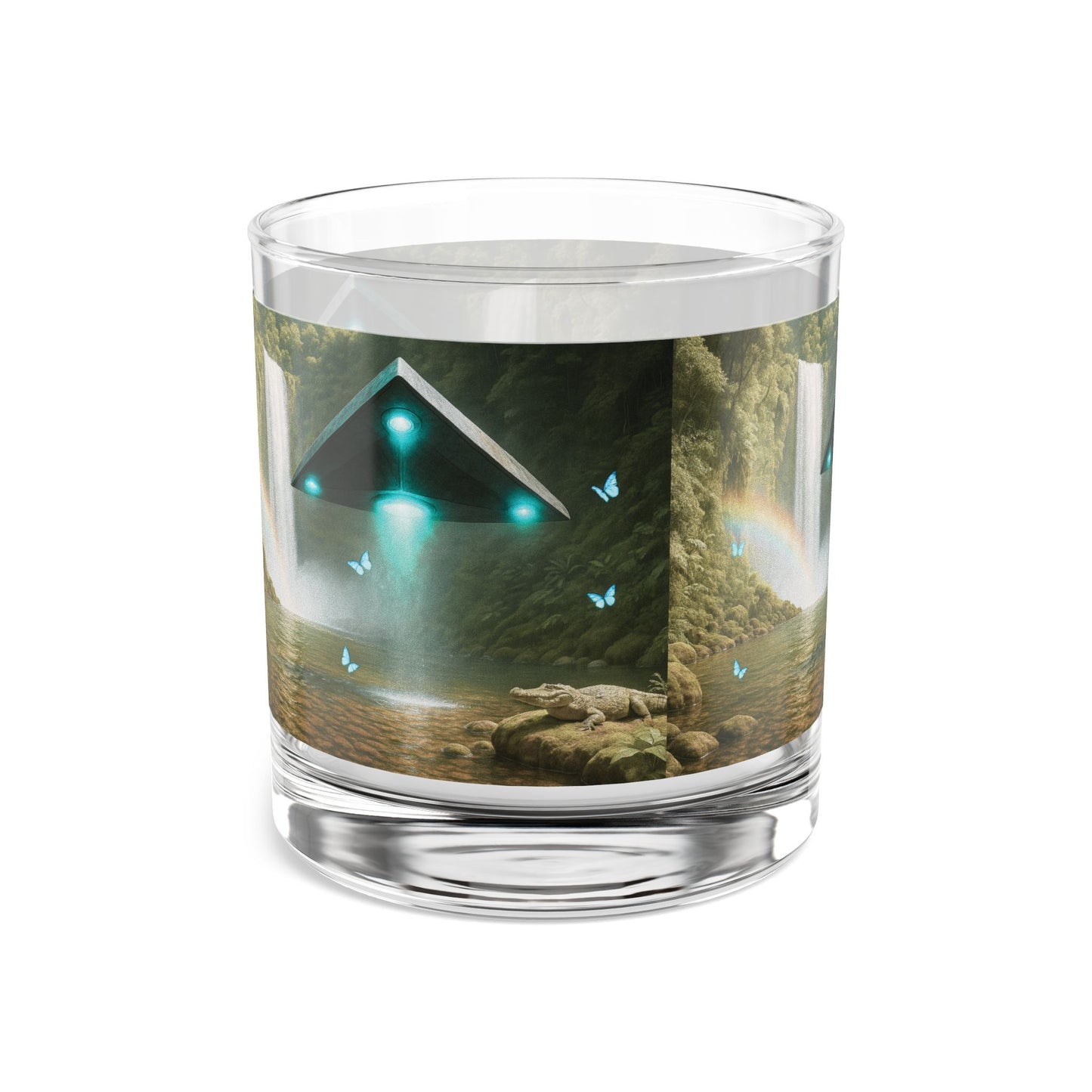 UFO and Waterfall Rocks Glass - 10oz Colorful Island Design