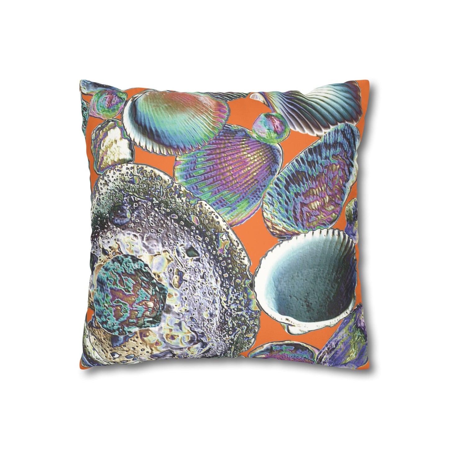 Faux Suede Square Pillowcase - Heatwave Seashell Collection, Crusta Lt. Orange