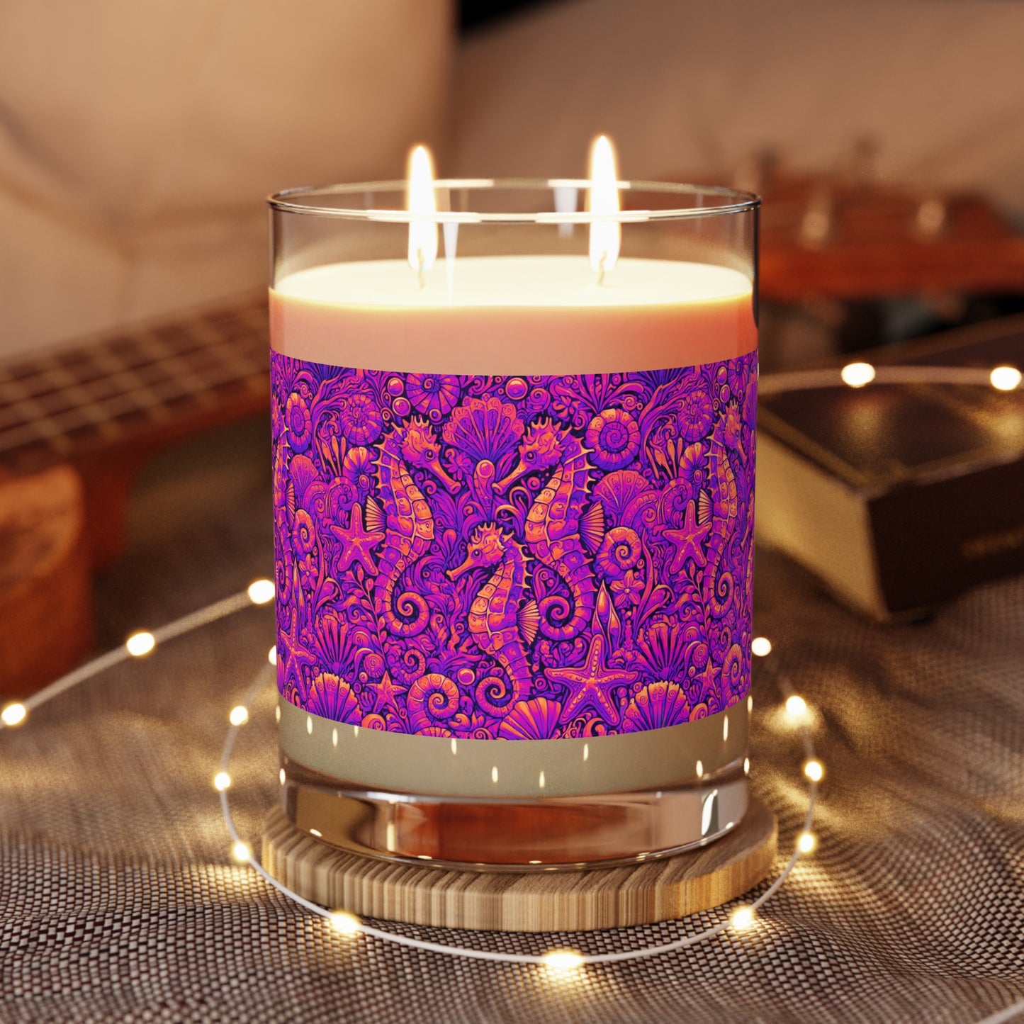 Seahorse Trio/Heatwave Scented Candle - 11oz Full Glass, Tropical Decor