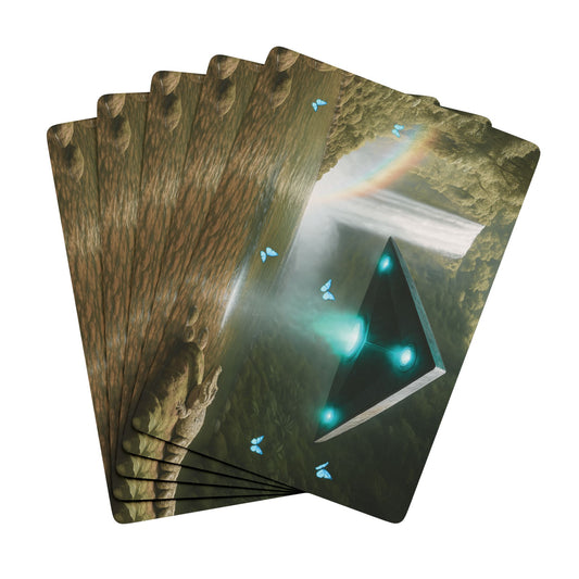 Poker Playing Cards - UFO and Waterfall in Rainforest