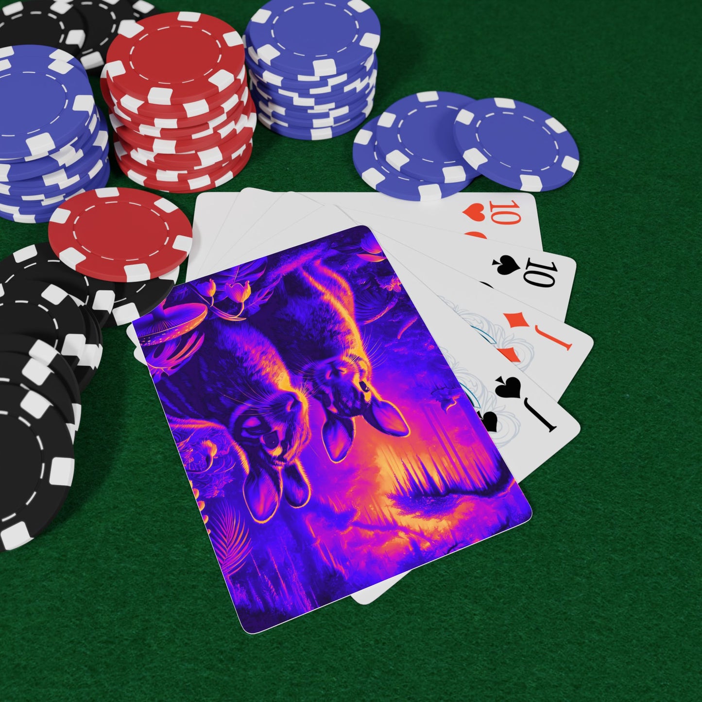 Poker Playing Cards -  Tropical Sumatran Rabbits/Purple Pop