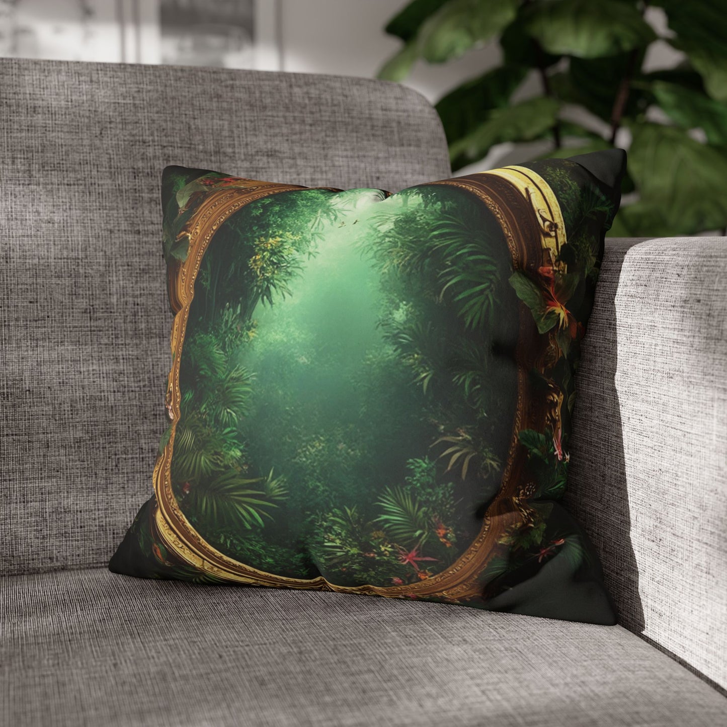 Faux Suede Square Pillowcase - Golden Portal to Paradise