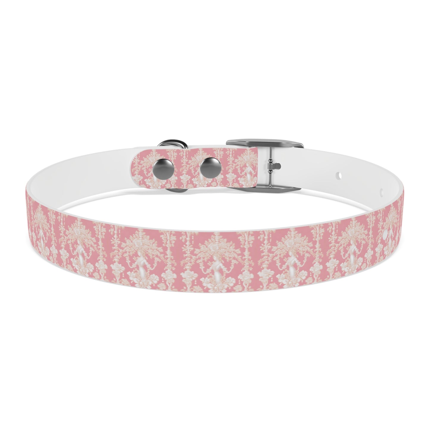 Dog Collar - Pearl Lady Toile, hibiscus pink