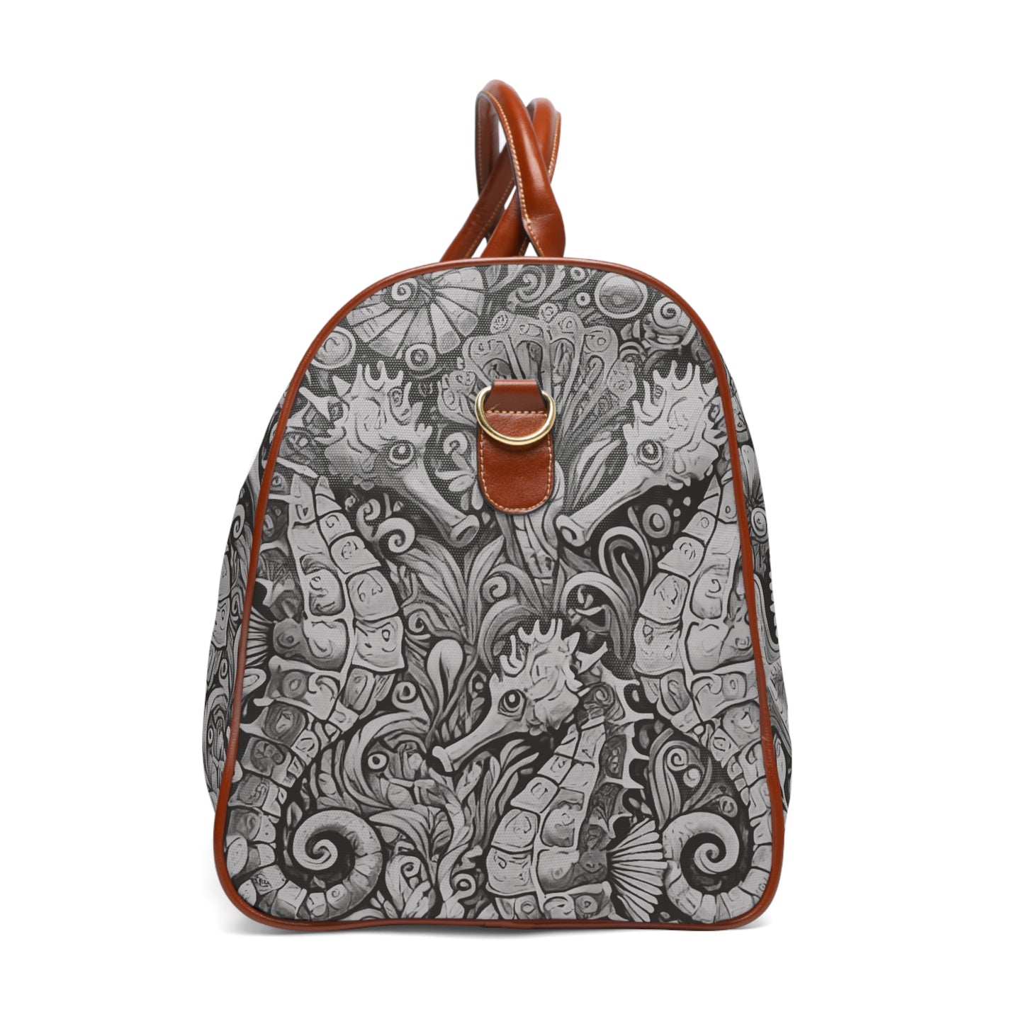 Tropical Waterproof Travel Bag - Perfect for Beach Getaways / Seahorses, Noir
