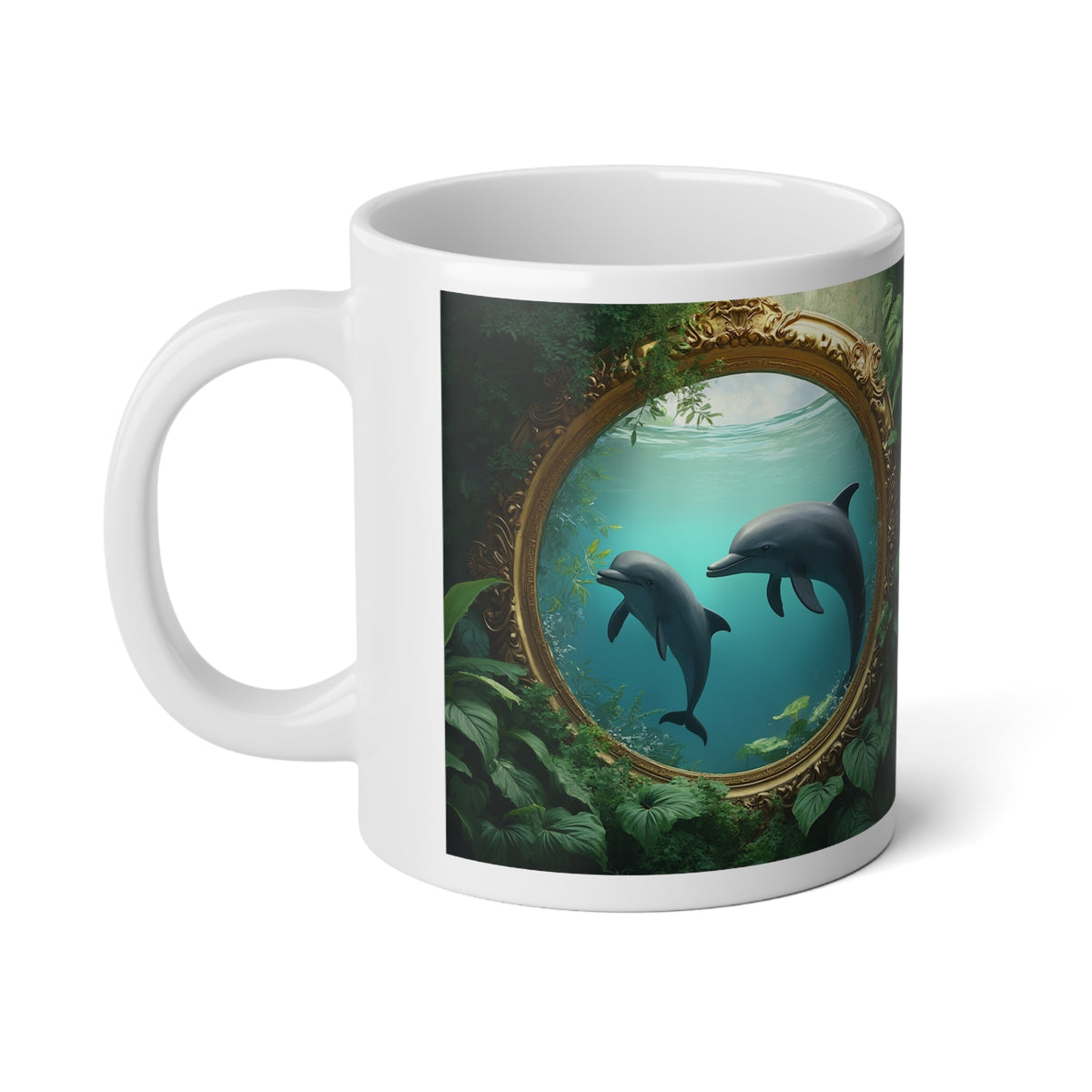 Jumbo Mug, 20oz, Framed Dolphins | Tropical Coffee Cup