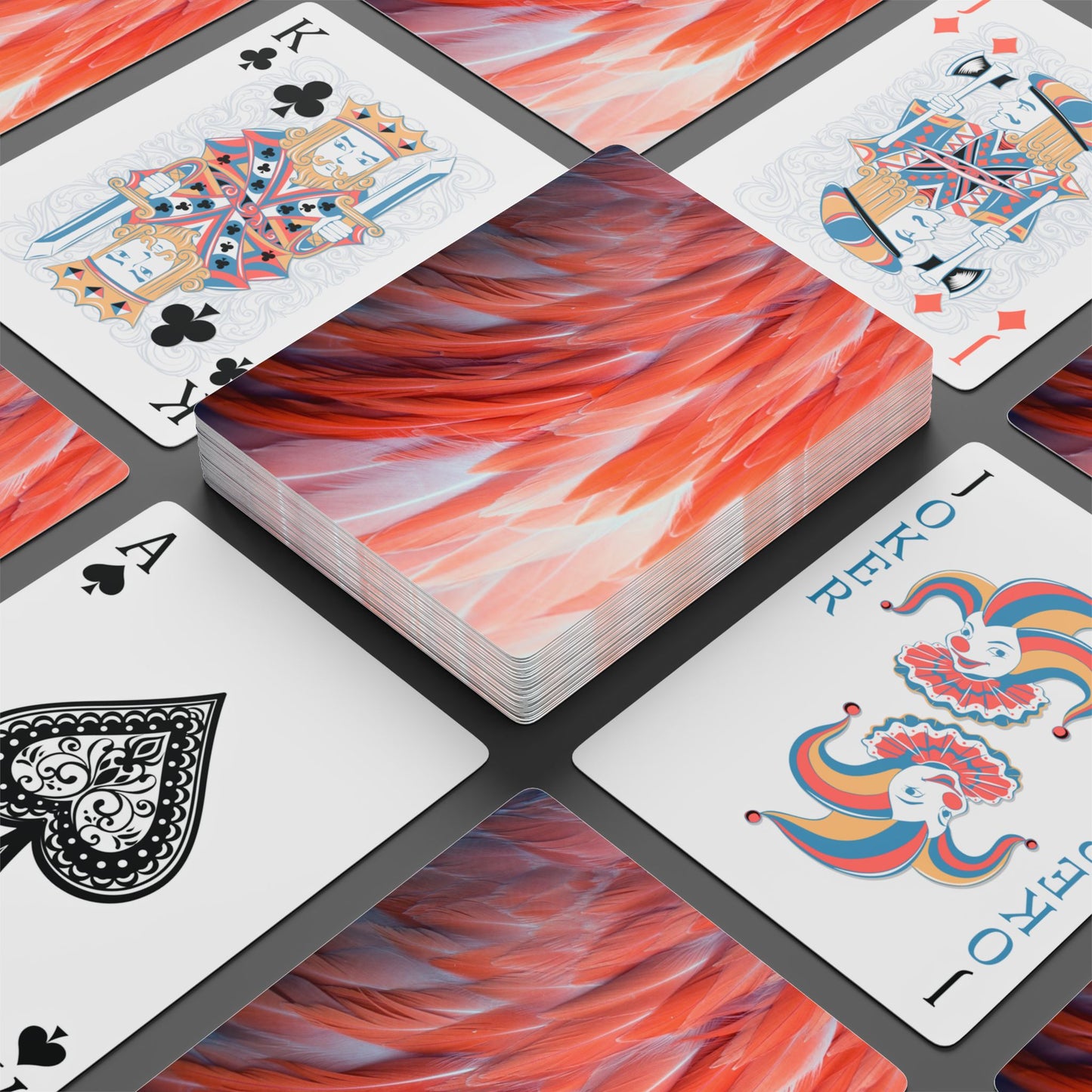 Poker Playing Cards -  Real Flamingo Feathers