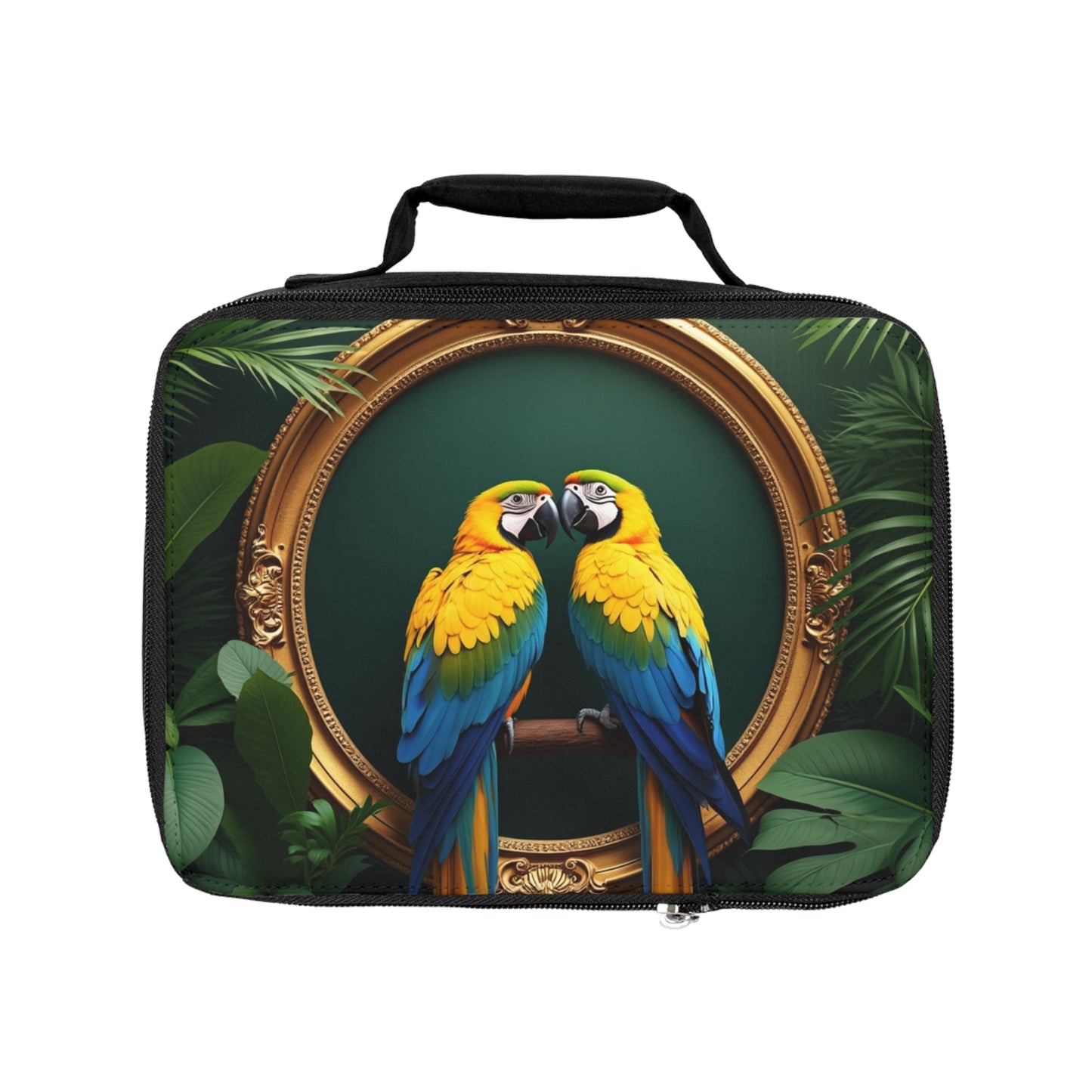 Framed Pet Parrots Lunch Bag - Eco-Friendly Insulated Tote, Adult and Child Lunchbox / Perfect for Picnics, Beach Outings
