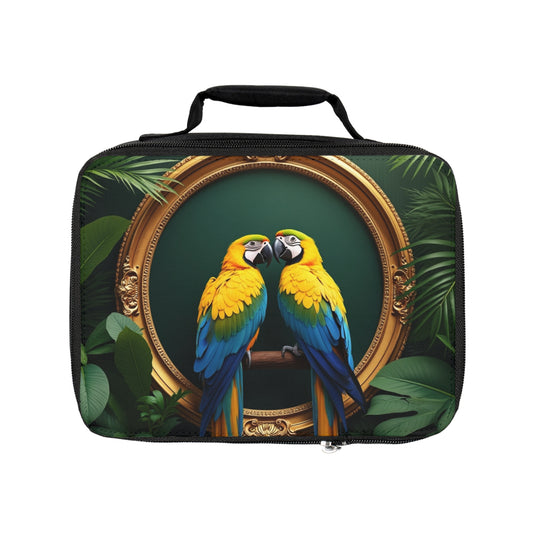 Framed Pet Parrots Lunch Bag - Eco-Friendly Insulated Tote, Adult and Child Lunchbox / Perfect for Picnics, Beach Outings