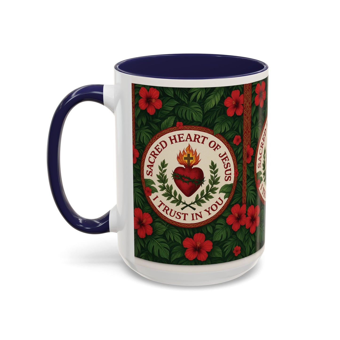 Religious Accent Color Coffee Mug (11, 15oz) / Sacred Heart of Jesus Prayer, Various Colors