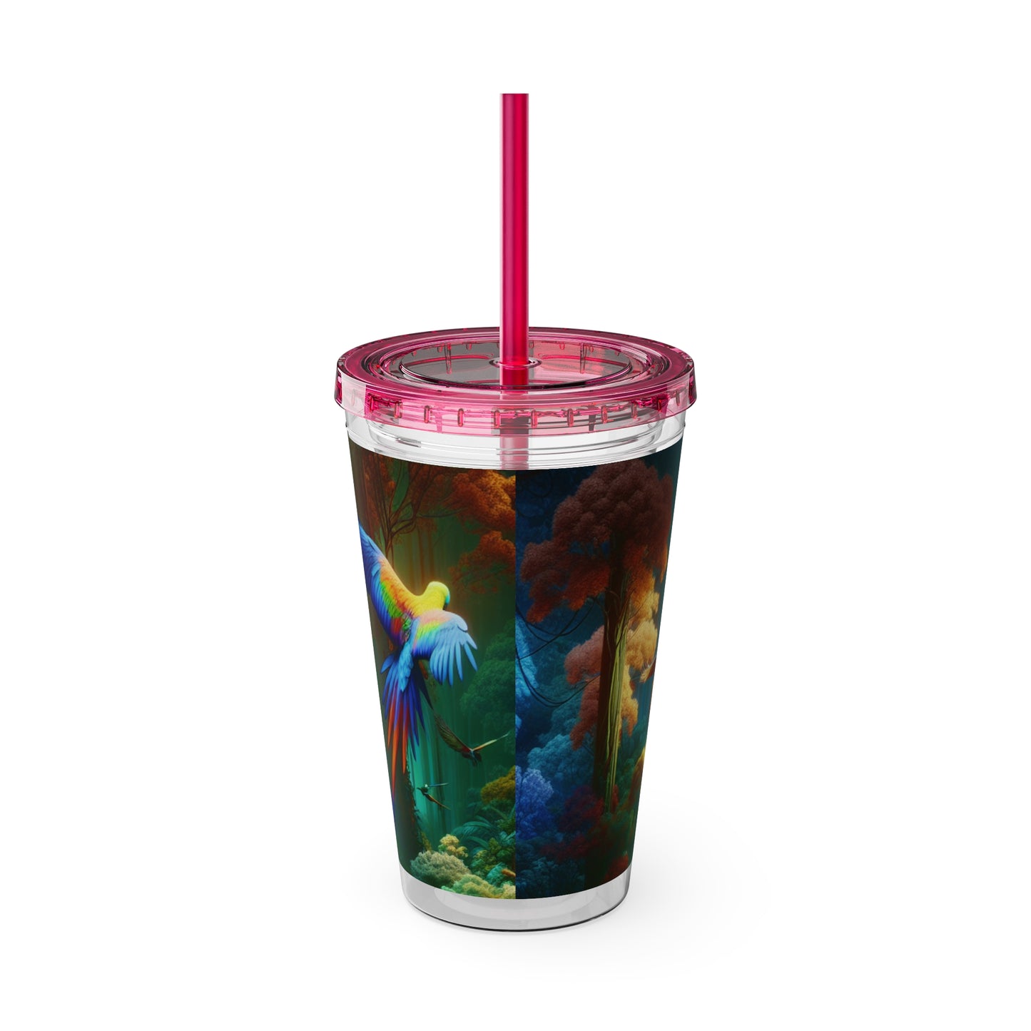 Tropical Tumbler with Straw | 16oz Colorful Travel Cup / Flight School