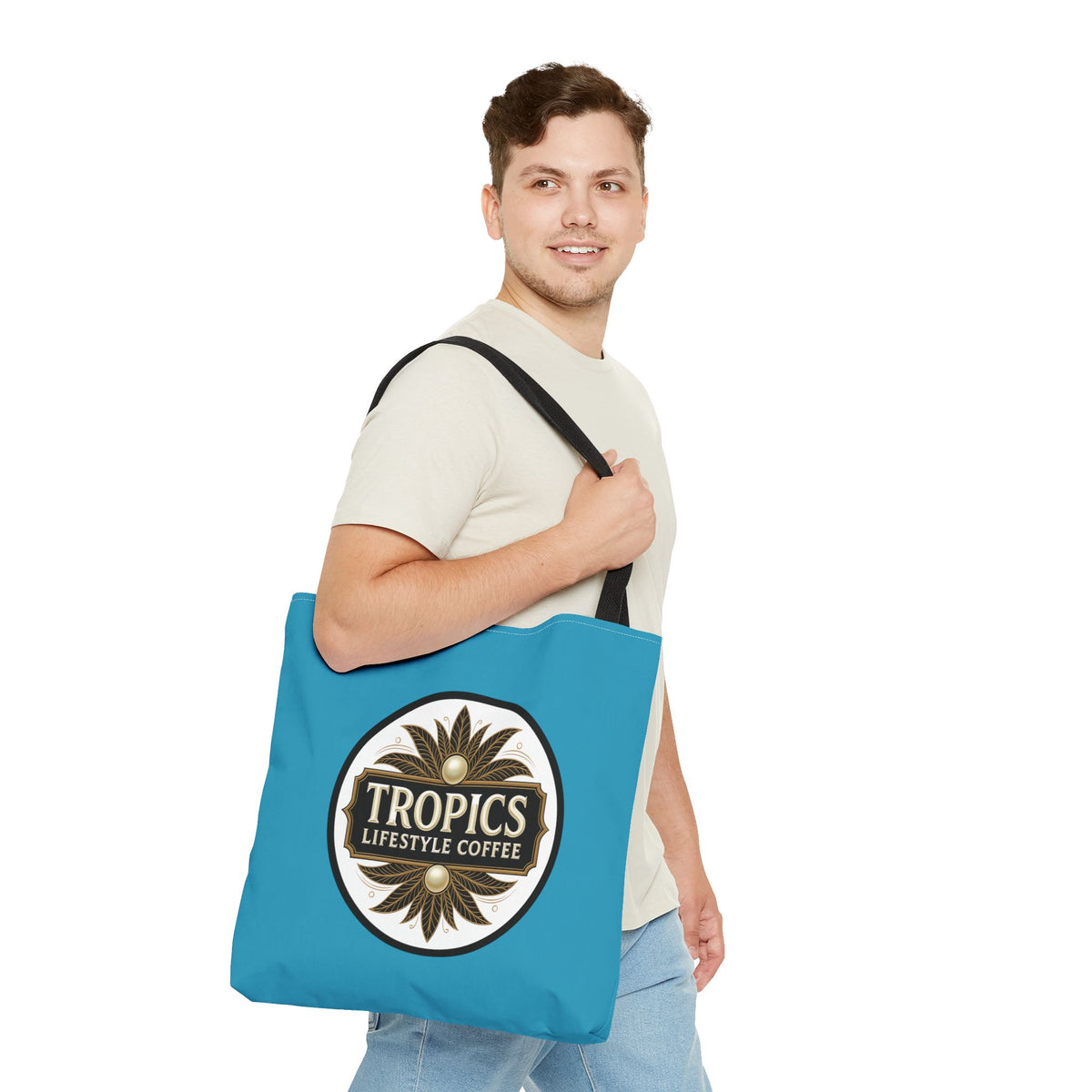 Tropics Lifestyle Coffee Tote Bag - 3 Sizes / Turquoise