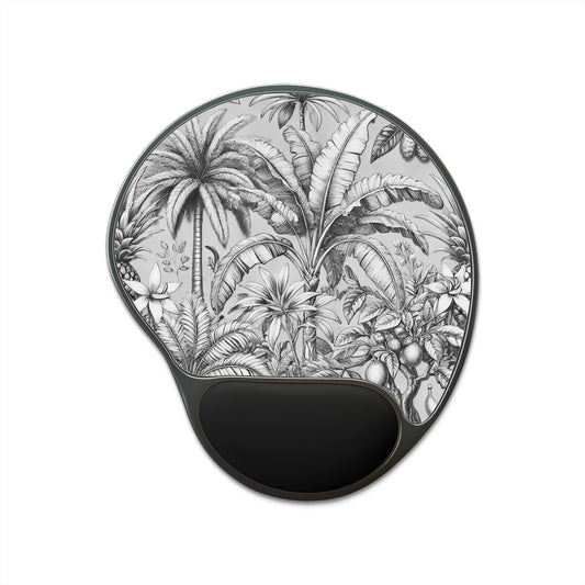 Tropical Fruit/Newspaper Mouse Pad with Wrist Rest - Ergonomic Design for Home & Office