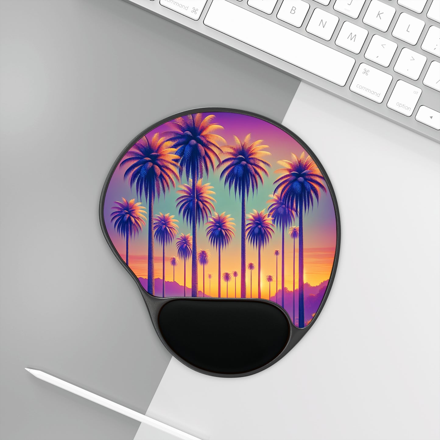 Mouse Pad With Wrist Rest, Sunset Palms