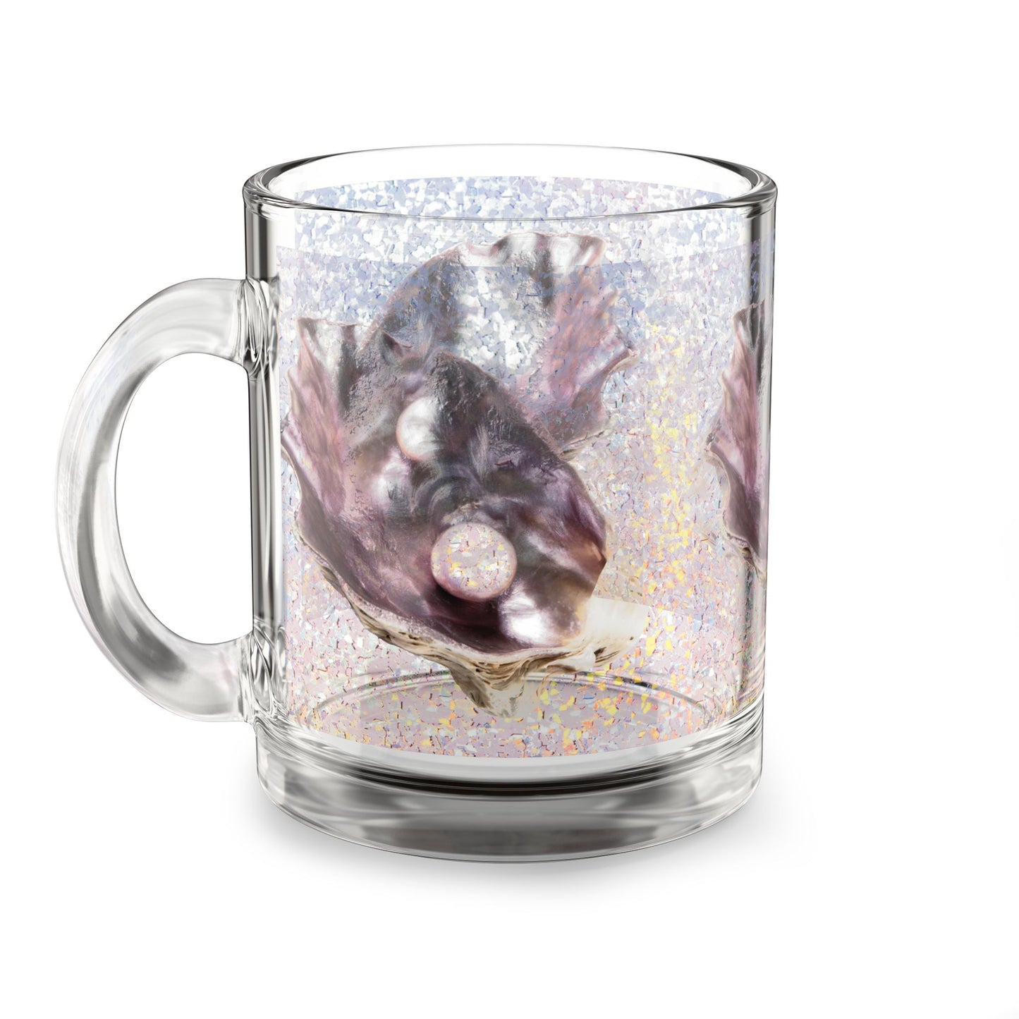 Tropical Glass Mug - 10oz Coffee Cup / Disco Lavender Pearl