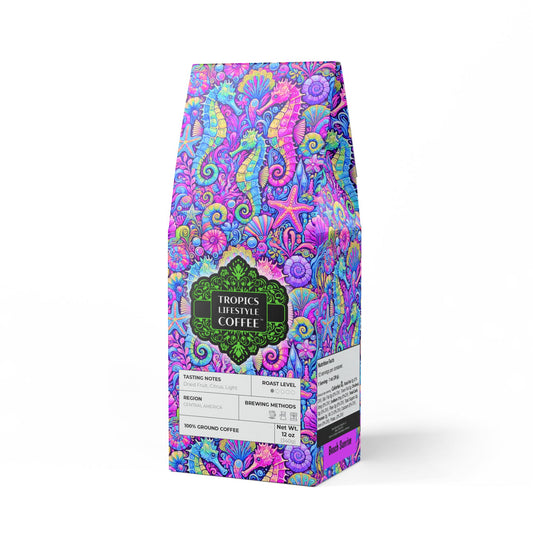 Beach Sunrise Blend™ (Light Roast) Specialty Grade Craft Coffee / Seahorse Trio, Fantasy Pop