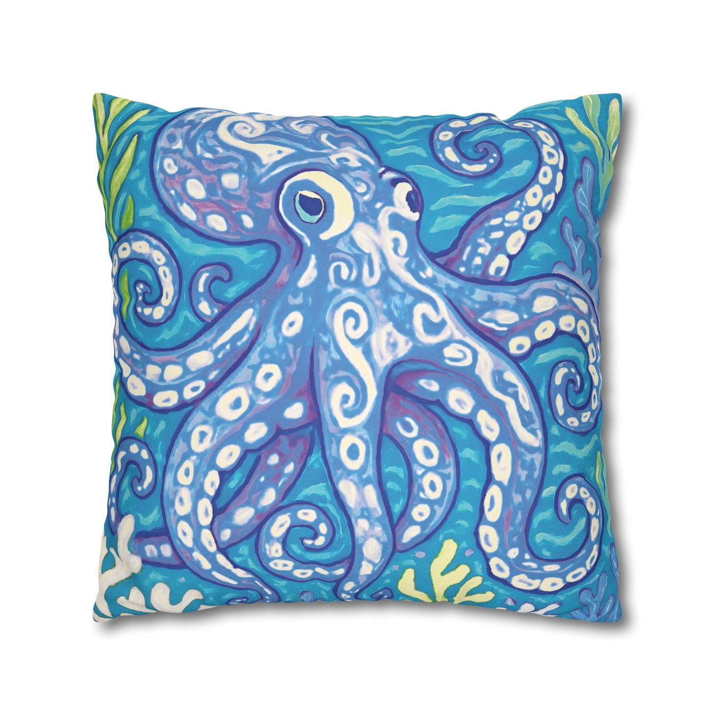 Faux Suede Square Pillowcase - Blue Kraken Joe